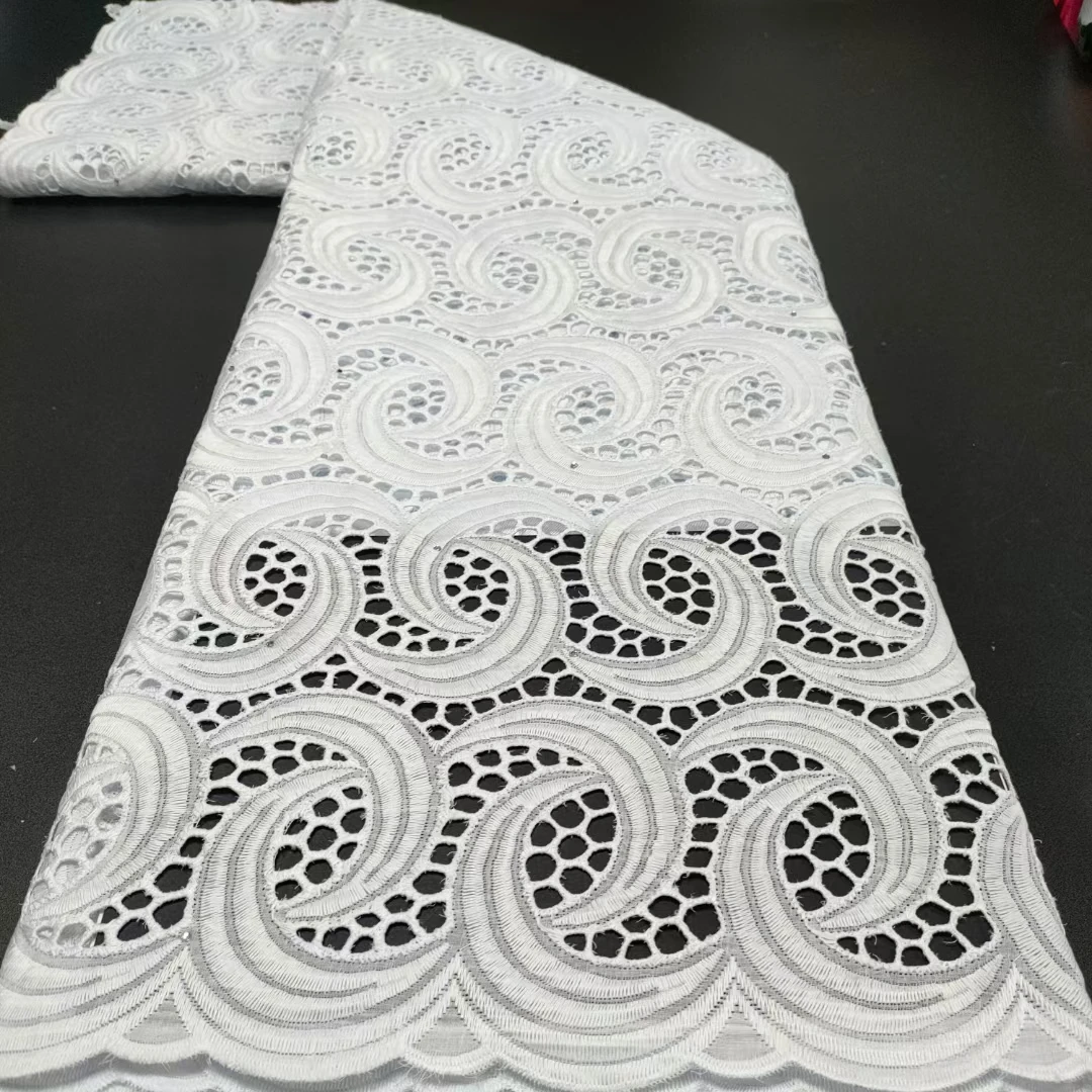 

Pure White African Lace Fabric Swiss Voile Lace With Stones Cotton Lace High Quality Nigerian Wedding Lace Fabric For Sew