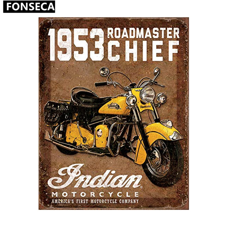 Традиционный индийский жестяной знак с мотором классический винтажный мотоцикл