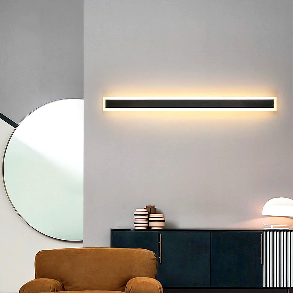 

Led Wall Lamp Long Background Wall Light Decor For Home Bedroom Living Room Bedside Outdoor Wall Sconce Lighting Fixture AC220V