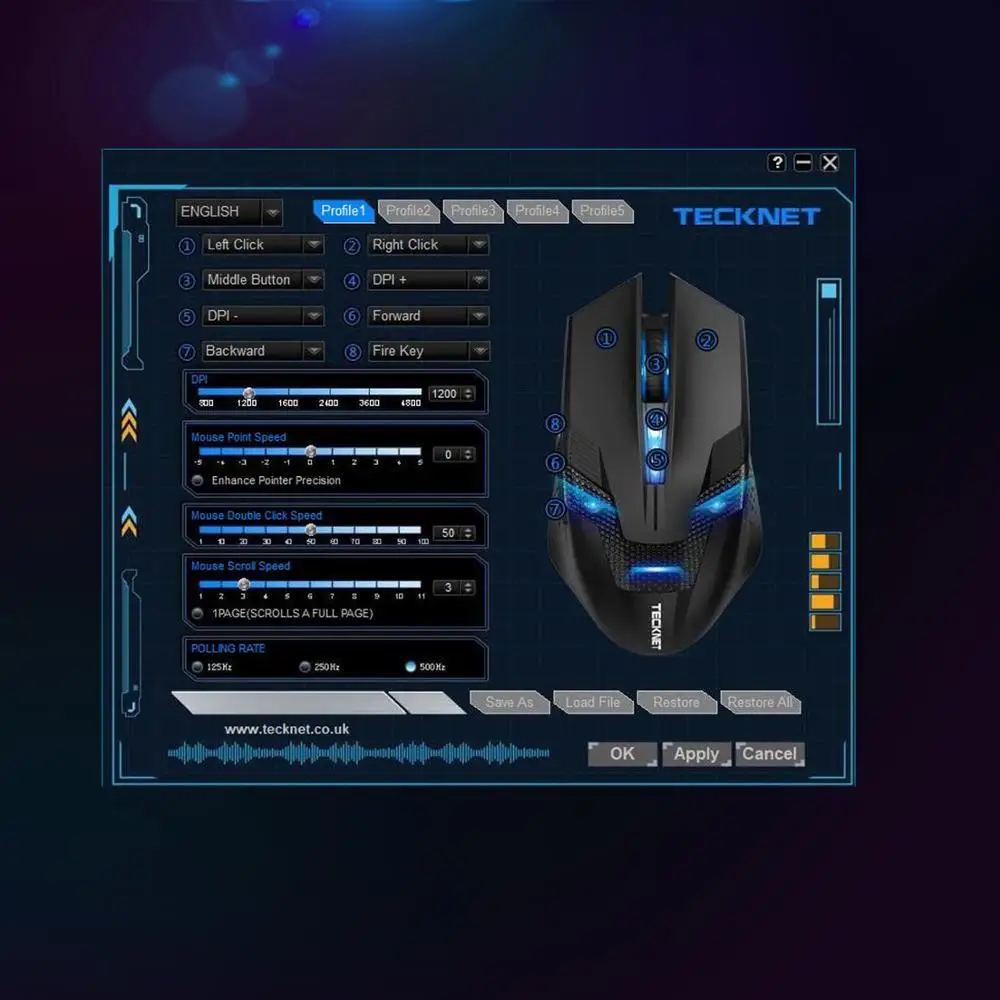 TeckNet программируемая игровая беспроводная мышь 2,4 ГГц RAPTOR светодиодный подсветка 4800 dpi 8 кнопок USB Nano приемник Prime Беспроводные мыши