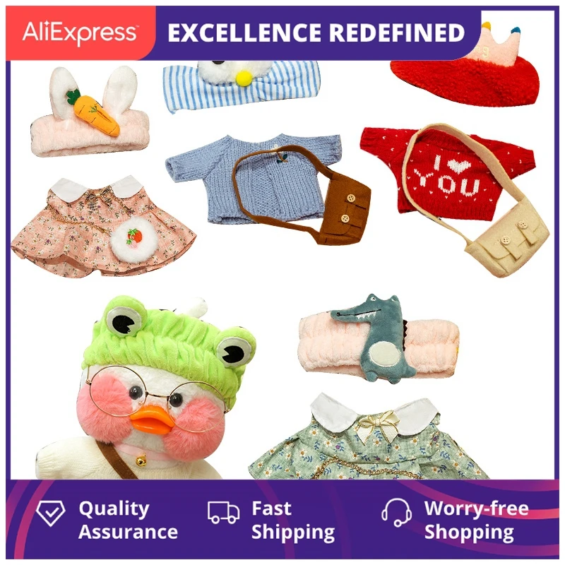 

Аксессуары для одежды, 30 см, плюшевая повязка для волос с изображением героев мультфильмов, желтая утка, альпака, свинья, кролик, кукла, одежд...