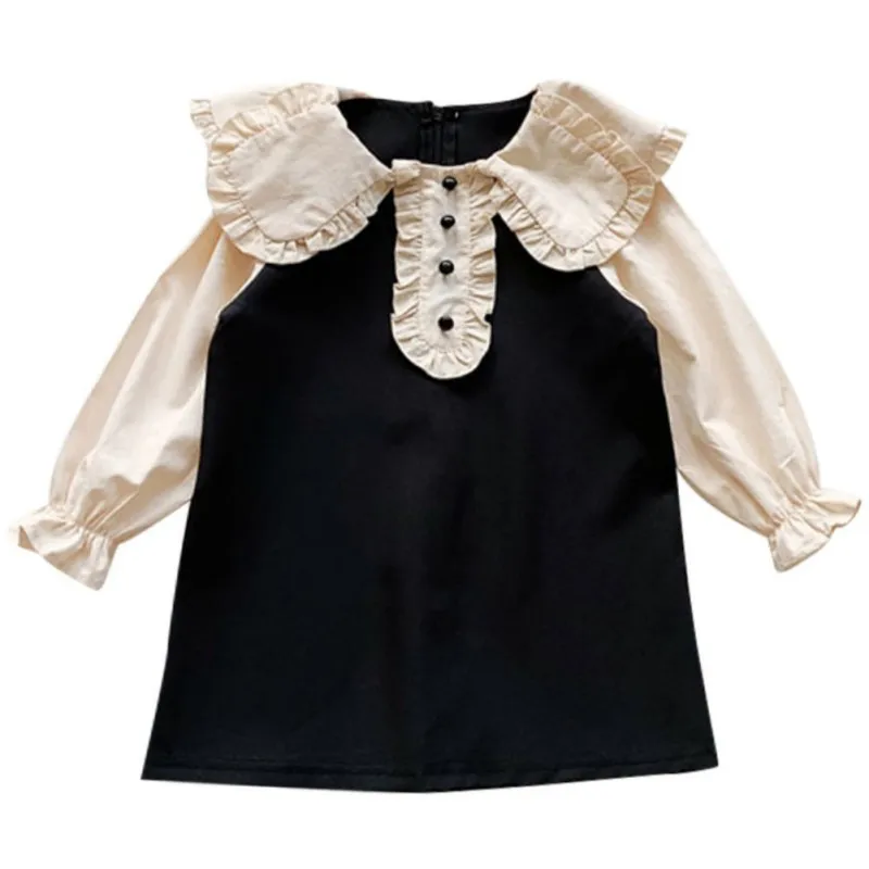 

TAutumn Baby Clothes Girl Dress Patchwork Design Long Sleeve Dress Kids Toddler Sundress