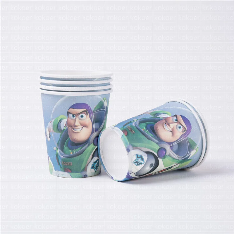 cup 6pcs 101 шт История игрушек мультфильма одноразовые бумажные салфетки баннер скатерть стакан с соломинкой тарелки детский душ День рождения украшения - Цвет: cup 6pcs
