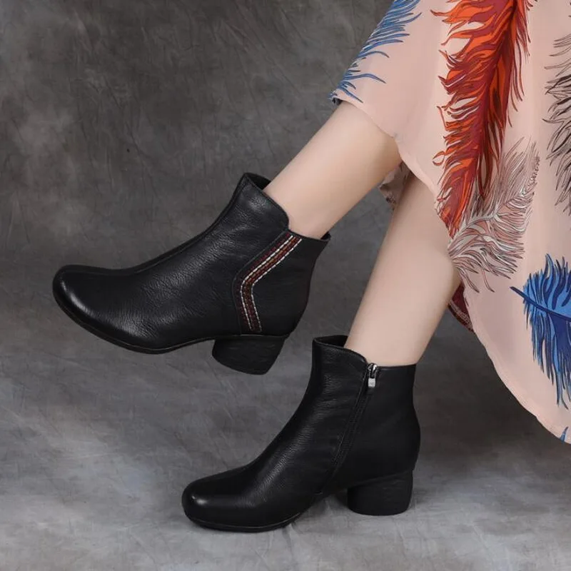 2020 Новинка Из натуральной кожи Сезон весна-лето модные удобные ботильоны на