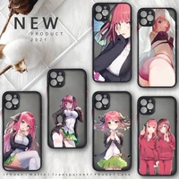 nakano nino anime cartoon phone case black color matte transparent for iphone 13 12 11 mini pro x xr xs max 7 8 plus coque funda