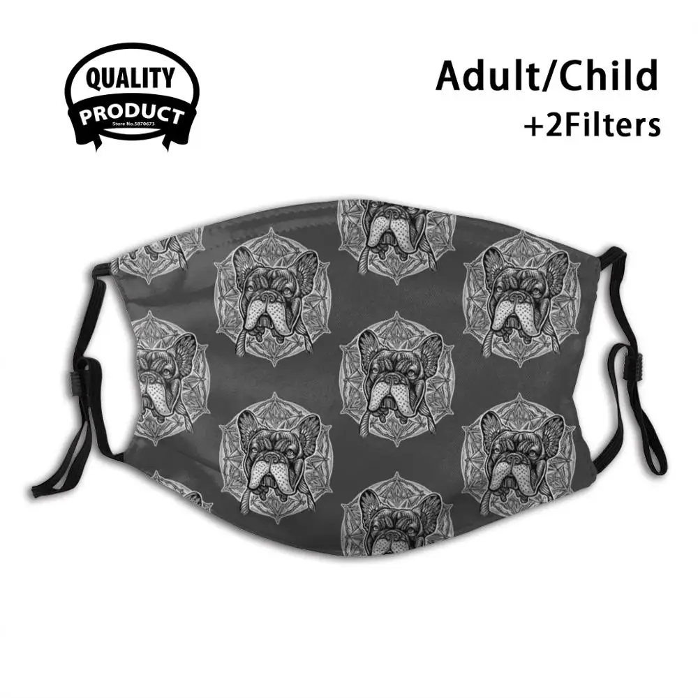 

Frenchie Bulldog Mandala Reusable Mouth Mask Washable Filter Anti Dust Face Masks French Bulldog Frenchie Sacred Geometry