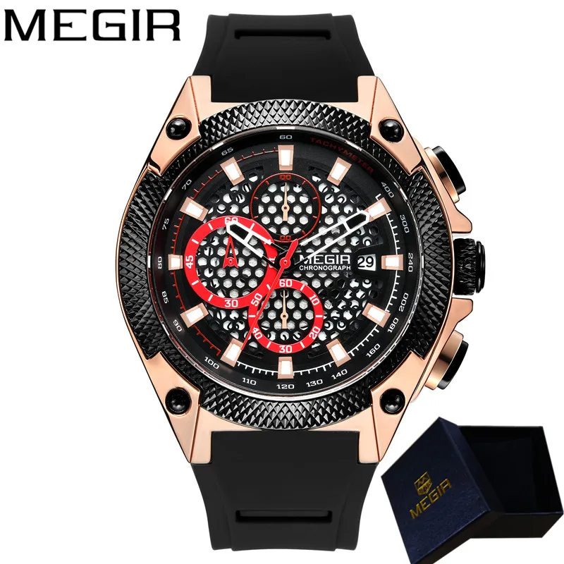 MEGIR часы мужские водонепроницаемые Хронограф военные армейские лучший бренд