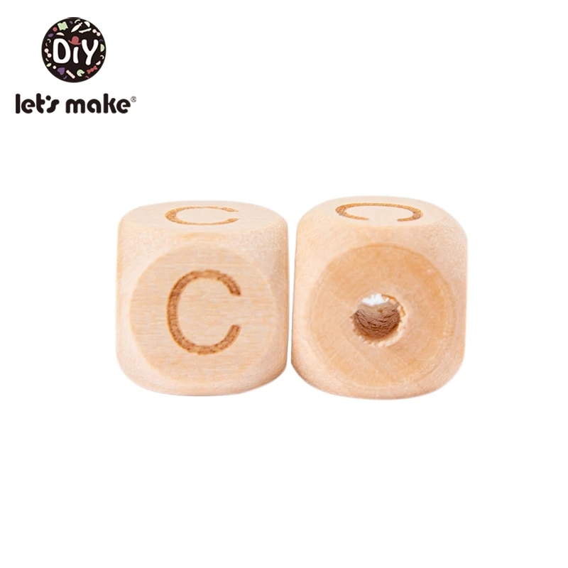 Let's Make-mordedor de madera con forma cuadrada, cuentas de letras de madera de haya, cadena de chupete Diy, mordedor para beb&eacute;s, cuentas de dentici&oacute;n, juguete para ni&ntilde;os, 10 Uds.-5