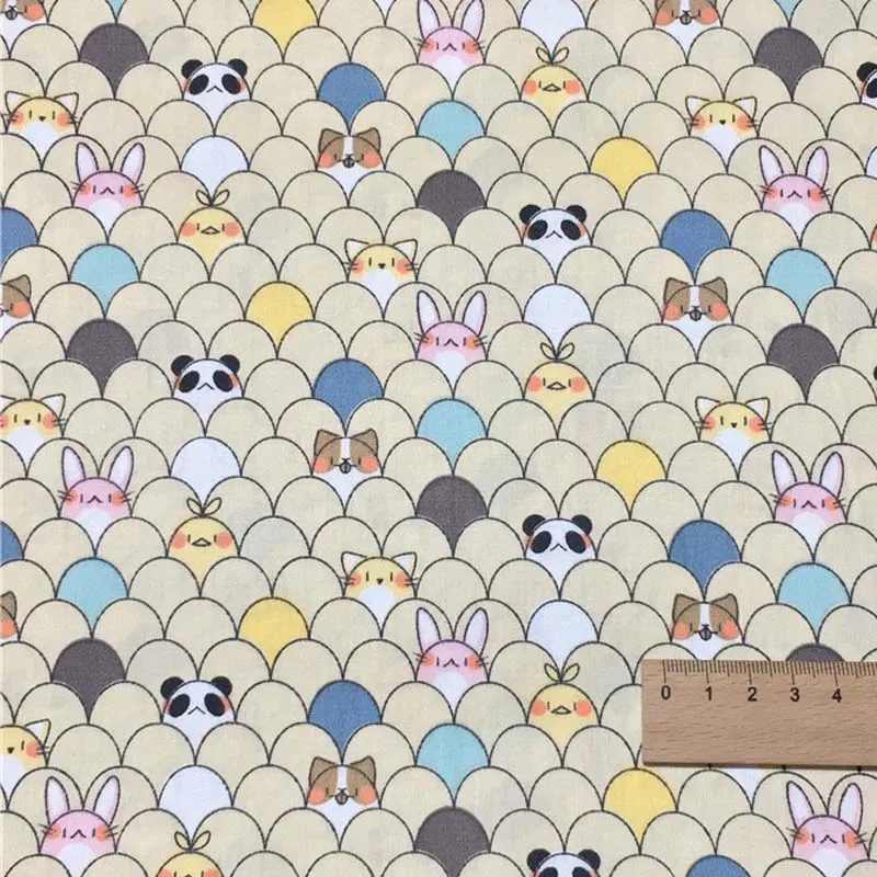 Cotton Twill Cloth Cartoon Yellow Chicken Panda Rabbit Chevron fabric for DIY Crib bedding Cushion Dess Handwork Home Decor - Цвет: panda