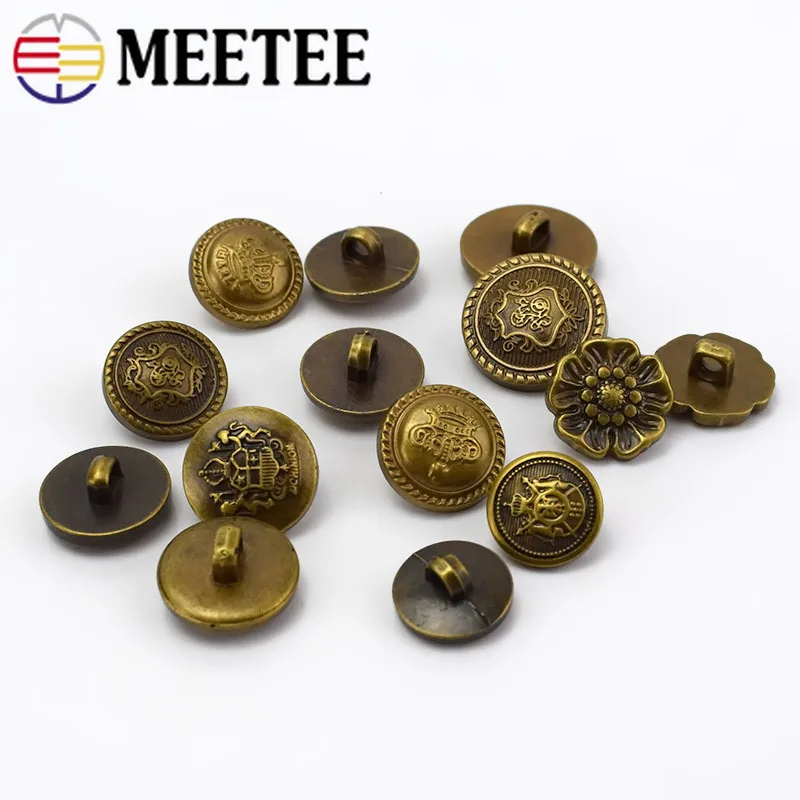 Meetee 50 шт. 12 5-25 мм пластиковые бронзовые круглые пуговицы с хвостовиком пальто
