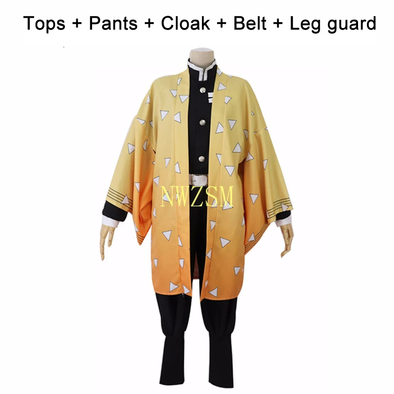 

Agatsuma Zenitsu Kids Costume Children Halloween Party Demon Slayer Kimetsu no Yaiba Cosplay Full Set Clothes Kimono Uniform