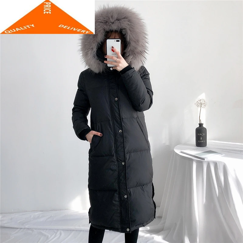 

Coat Women Winter Clothes 2020 Korean Thick Warm Duck Down Jakcet + Raccoon Fur Hooded Fashion Long Chaqueta Mujer LW9290
