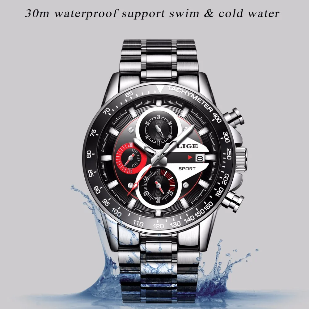 LIGE мужские спортивные кварцевые часы Топ бренд Роскошные дизайнерские военные