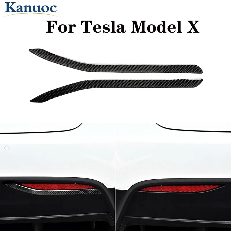 

2Pcs For Tesla Model X 2014-2018 Car Accessories Car Carbon Fiber Stickers Interior Tail Fog Light Cover Trim