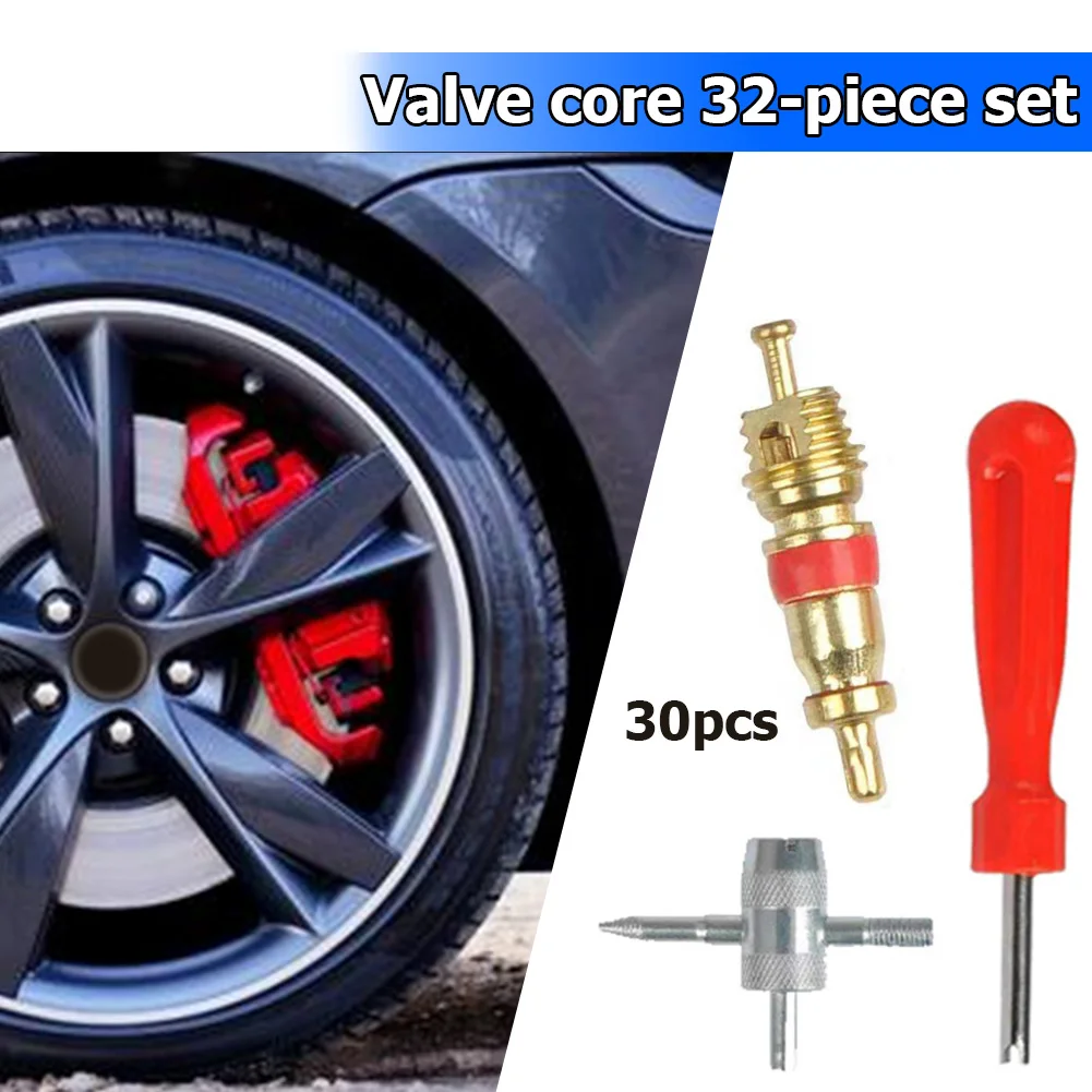 

30pcs Brass Valve Cores Remover Tire Repairment Multi-function 4 Way Tool for Car Bike Bicycle Motorcycle Tire Repairing