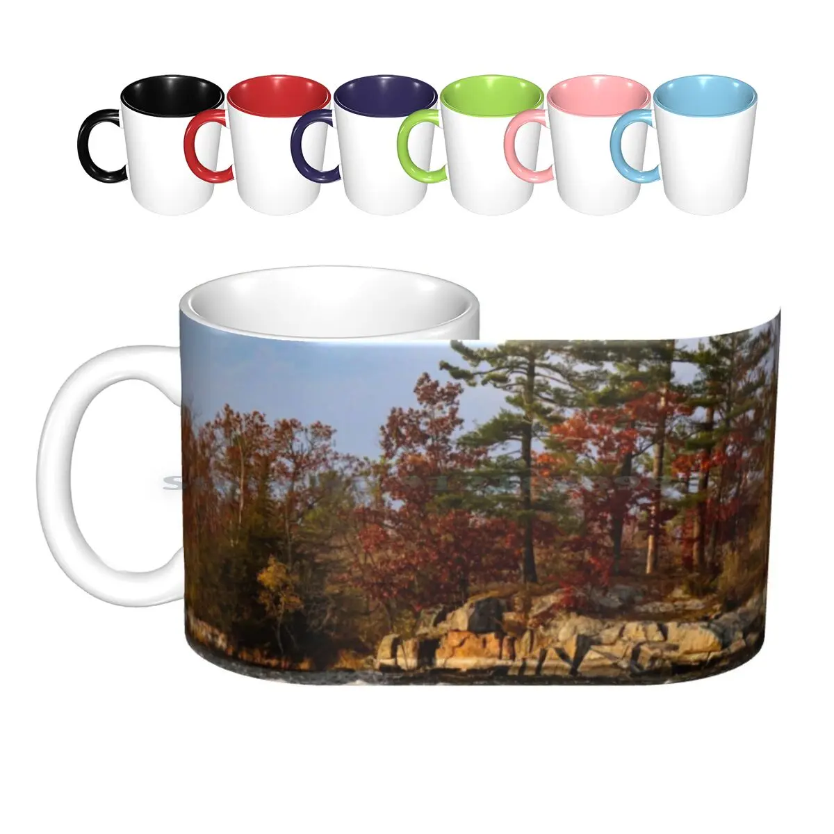 

Burleigh Falls Ceramic Mugs Coffee Cups Milk Tea Mug Falls Autumn Trees Canada Ontario Water Whitewater Creative Trending
