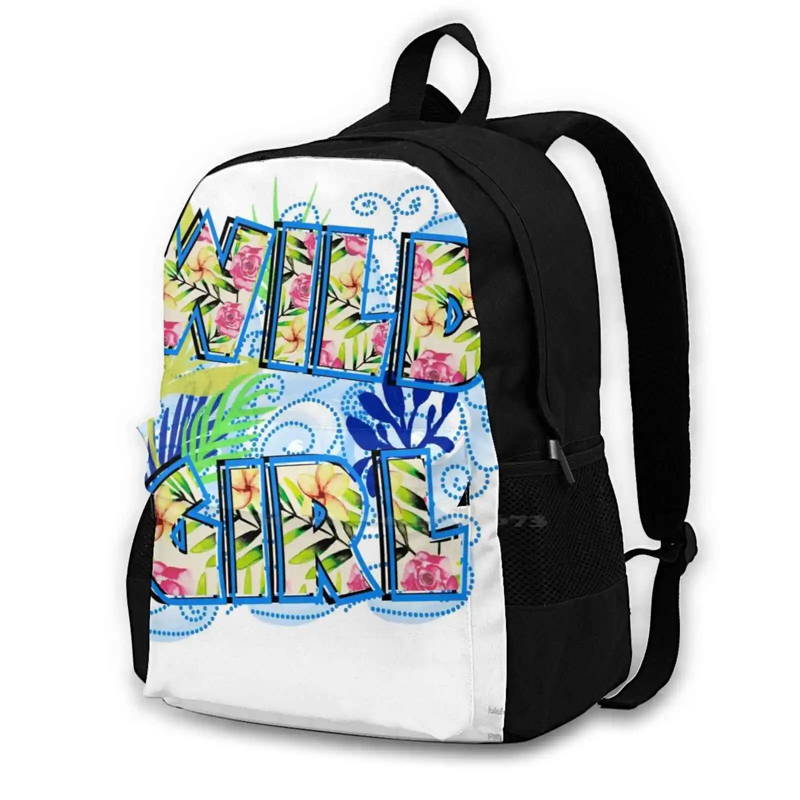 

Wild Girl Bleu Women Men Teens Laptop Travel School Bags Wild Girl Fille Nature Tropical Jungle Fleur Feuille Leave Flower Pink