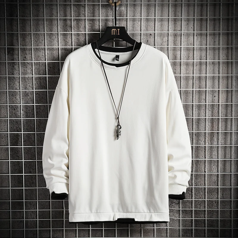 

Mens Crewneck Sweatshirt Men New Fashion Oversized Japanese Streetwear Sweatshirts Solid Color Hoodie Loose Sweatshirt For Men