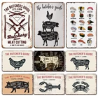 Оловянная табличка в винтажном стиле с изображением свиной утки рыбы, руководство мясника, металлическая пластина, декоративные таблички, декоративные знаки для кухни, мяса