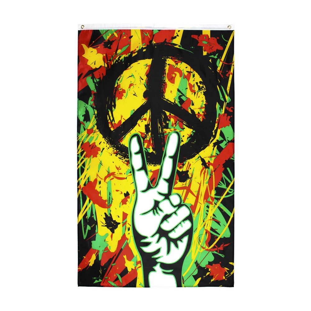 

60x90 CM Rasta Peace Flag Fingers flag for decoration