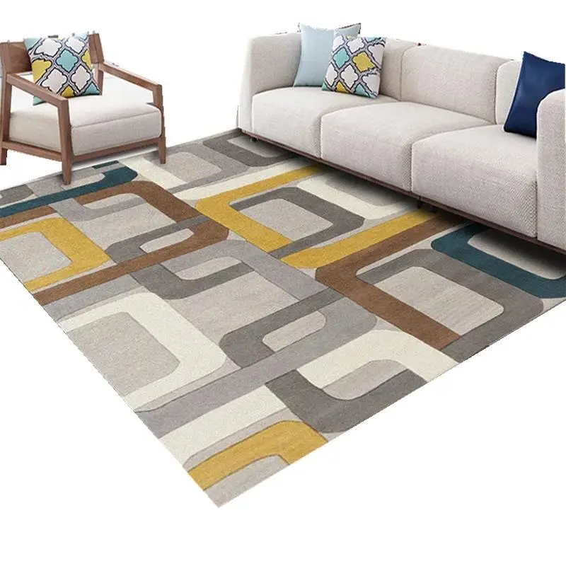 

Crystal Velvet Geometric Pattern Carpet Anti-slip Rectangular Floor Mat For Living Room Bedroom