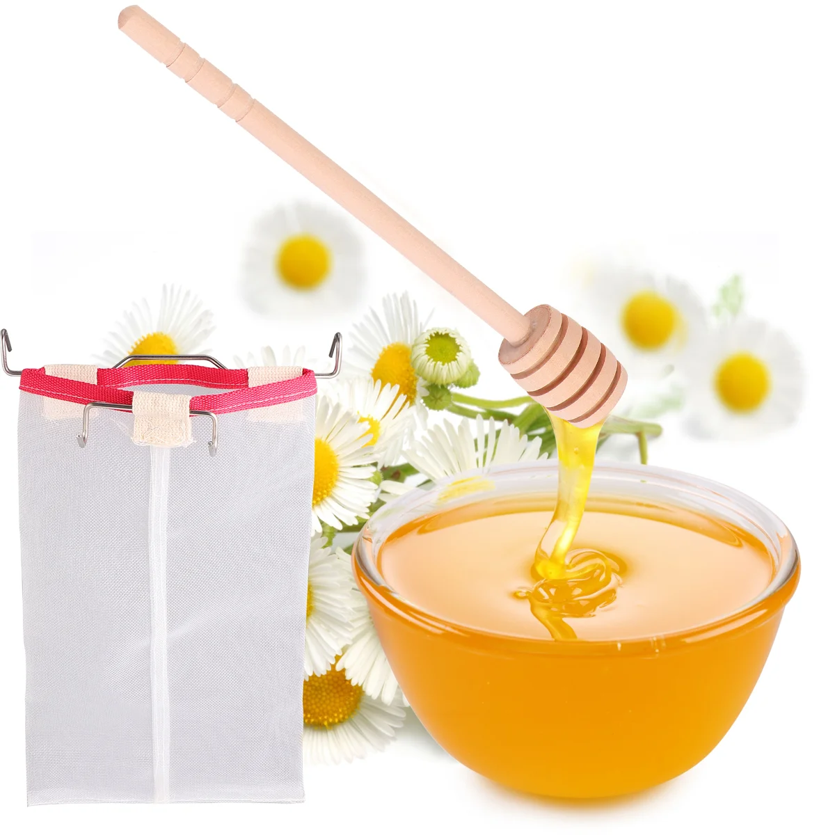 

2pcs Honey Strainer Tools Fine Mesh Honey Filter Net(1pc Filter, 1pc Stir Stick)