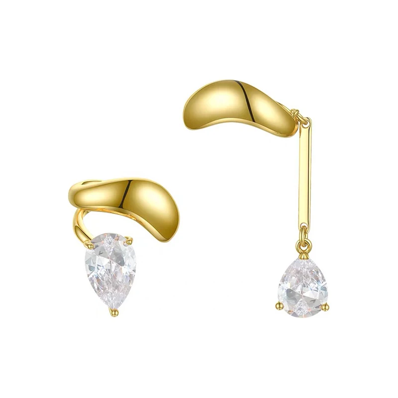 

Asymmetry Of Metal Crystal Zircon Ear Bones Clip Earrings Retro Fashion Personality Euramerican Style Women Jewelry Accessories