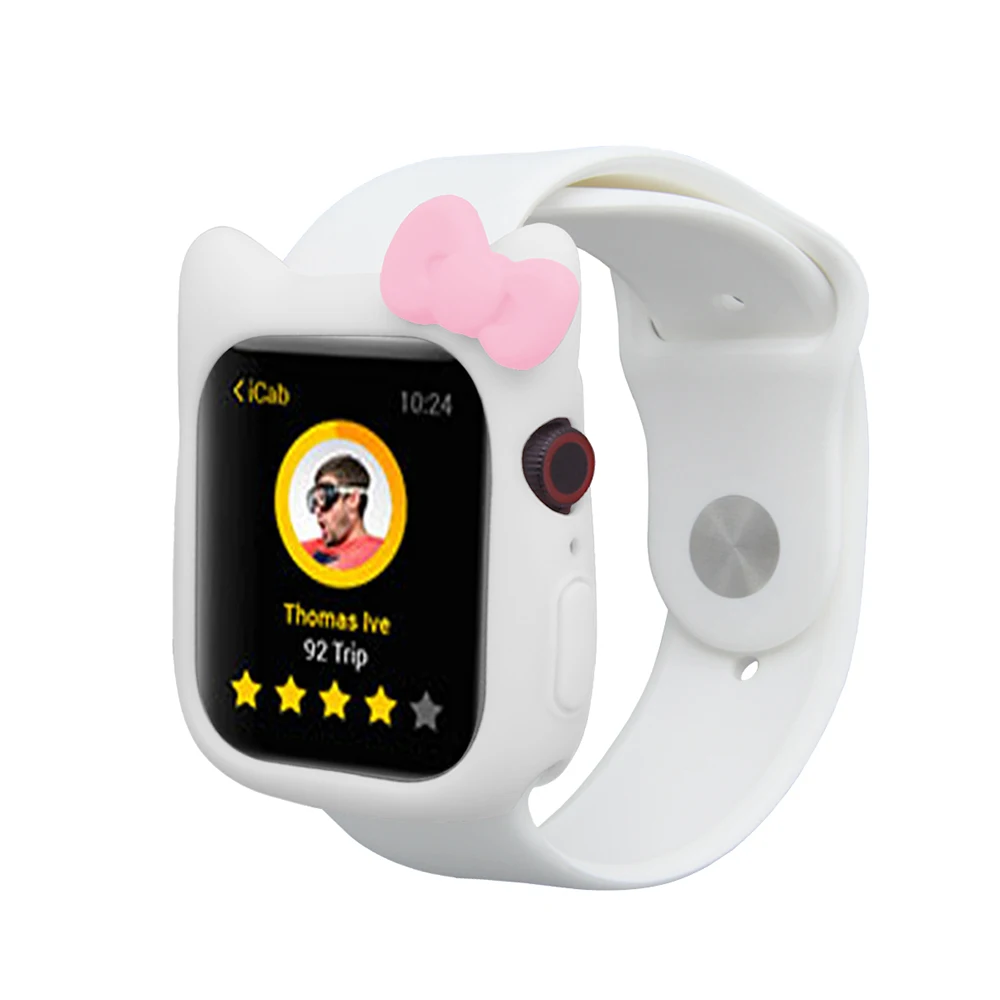 Силиконовый чехол для Apple Watch, чехол 5, 4, 44 мм, 40 мм, мультяшный чехол hello kitty для iWatch 3, 2, 1, 38 мм, 42 мм, защитный чехол