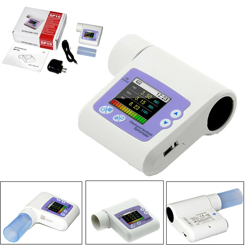 

Спирометр CONTEC SP10, цифровой прибор для измерения объема легких, с 50 мундштуками