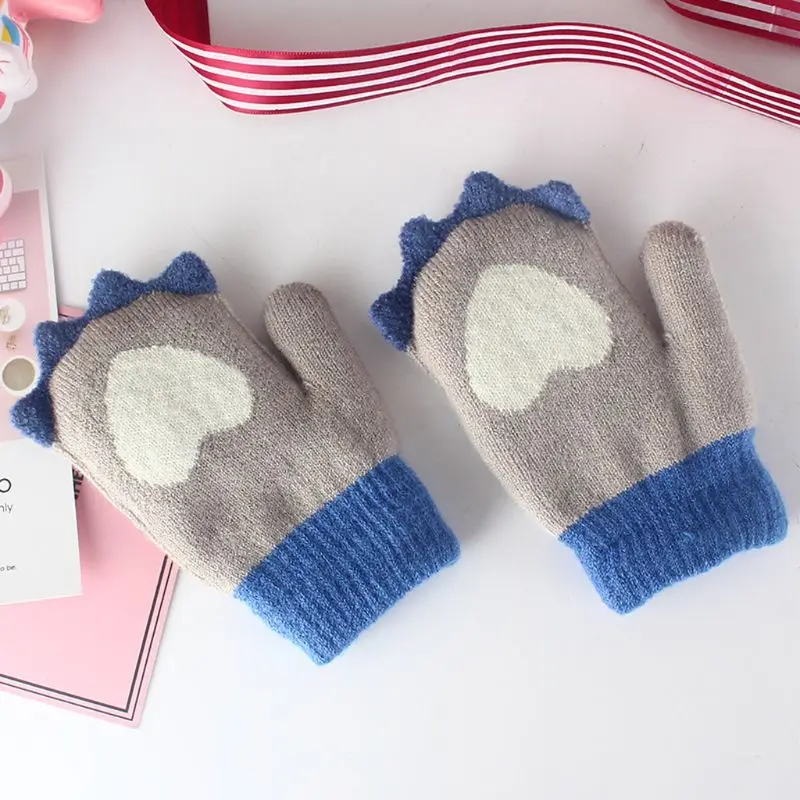 

Winter Outdoor Baby Boys Girls Knitted Gloves Children Warm Full Finger Mittens