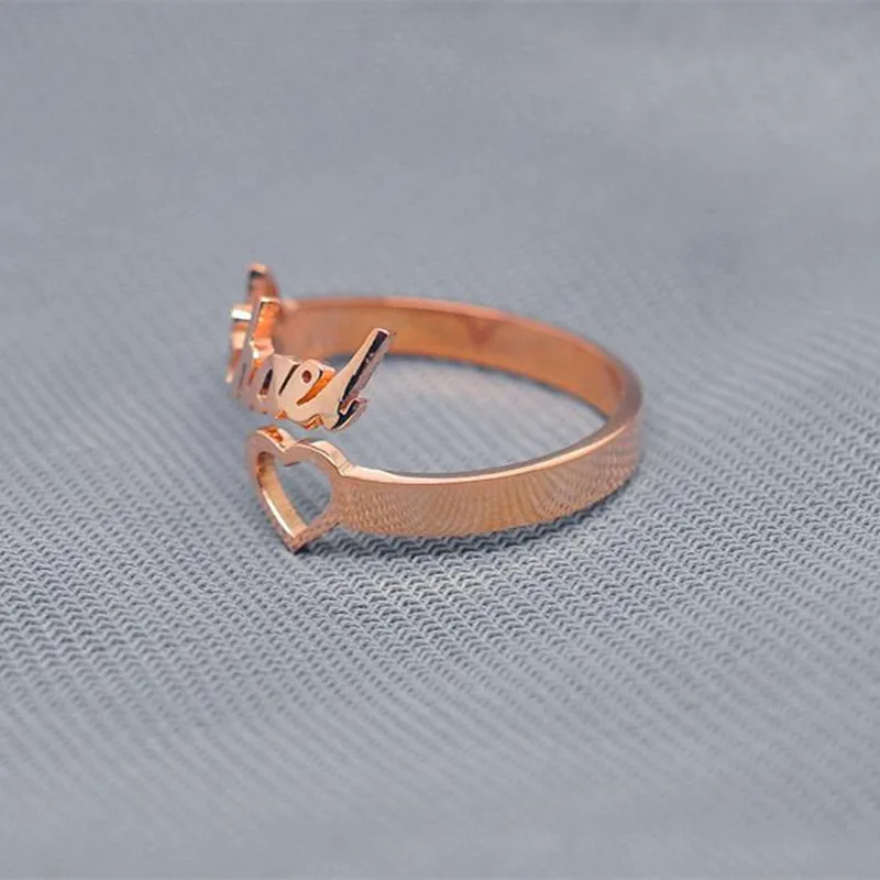 Кольцо с именем на заказ кольца в форме сердца ювелирные изделия для детей и пар