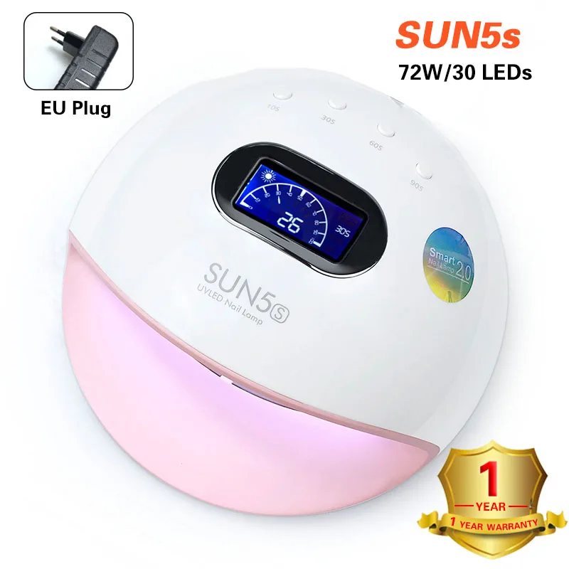 УФ-светодиодный сушильщик для ногтей SUN5s 72 Вт УФ-лампа сушки гель-лака таймер