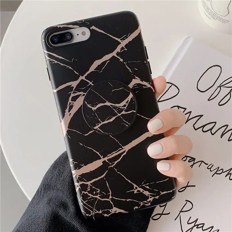 Black A1 COOLY мраморный чехол для huawei P30 Pro P20 Lite чехол для iphone 11 Pro Max телефон Coque на силиконовый чехол розовый белый Держатель подставка - Цвет: Black A1