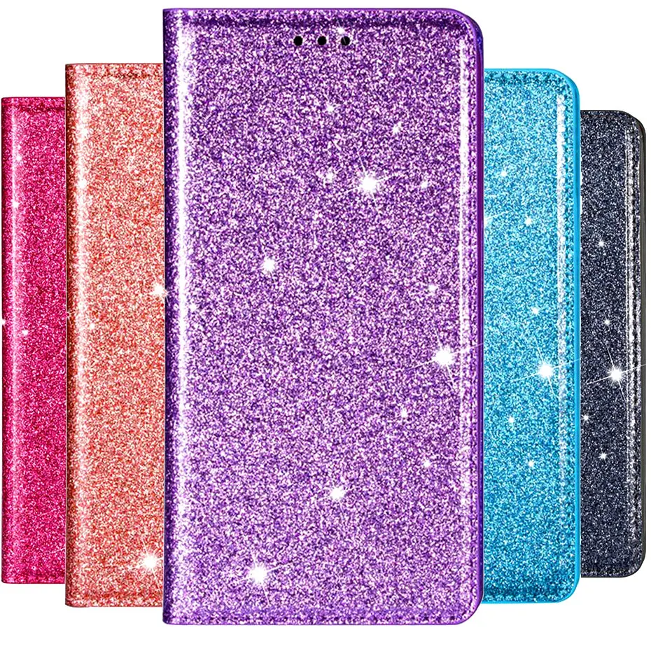 Блестящий кожаный чехол с блестками для Huawei P30 P20 Pro Lite Флик флип телефона Mate 10 20 30 P