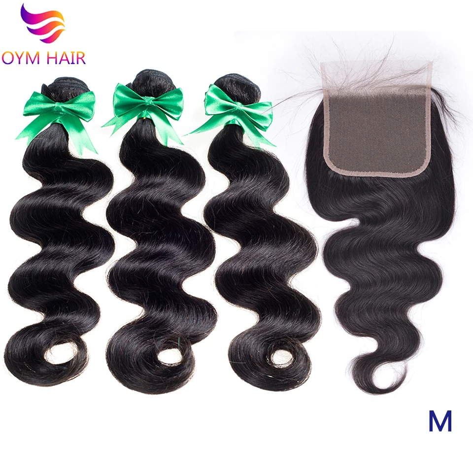 OYM волосы перуанские объемные волнистые пряди с 5x5 на шнуровке двойной уток не