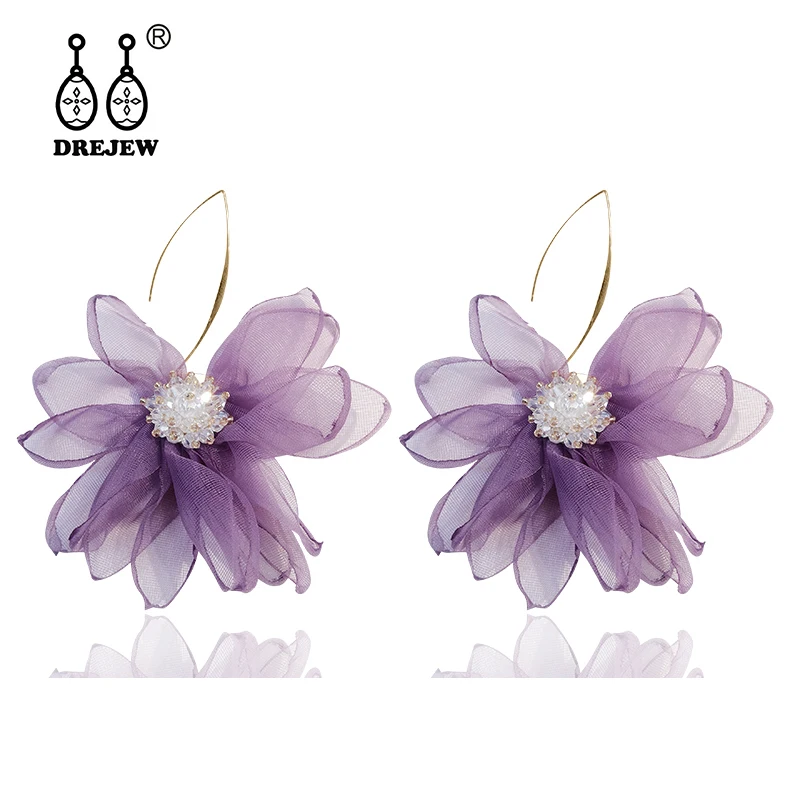 DREJEW элегантный белый фиолетовый цветок Эффектные серьги рождественские 925