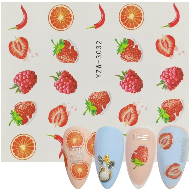 

2020 Summer Ice Cream Fruit Butterfly Lace Flower Nail Sticker Vibrato Fast Hand Net Red Nail Sticker Nail Decoration