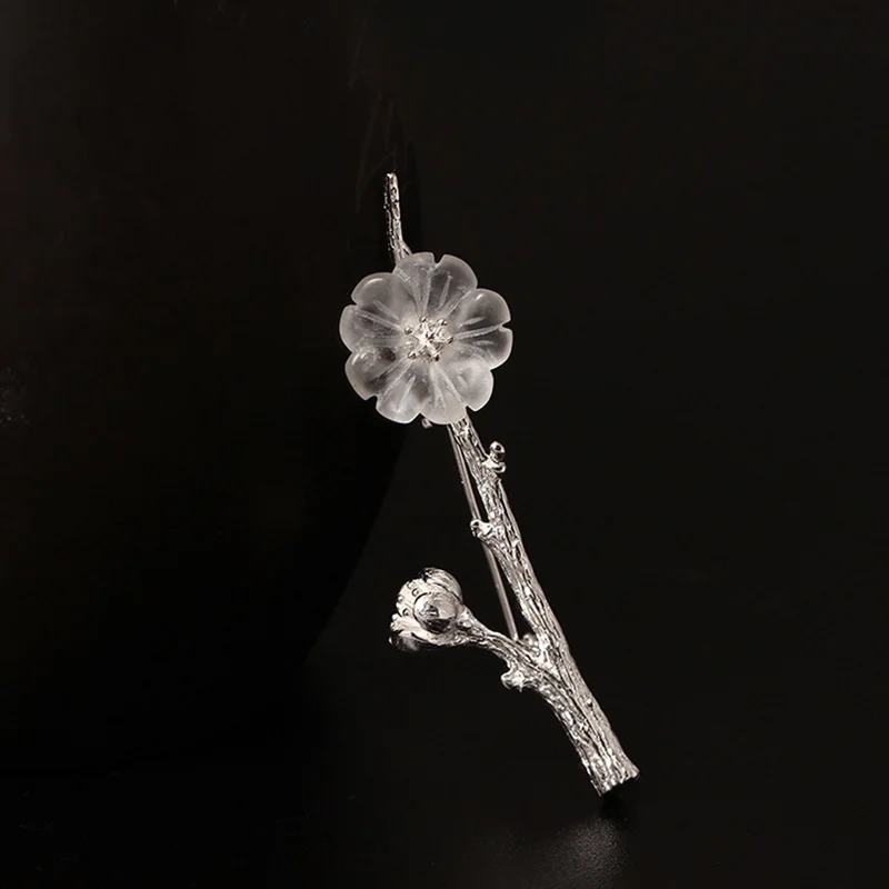 

Серебро s925 пробы в Ретро этническом стиле, Зимняя женская индивидуальная литературная ветка, Хрустальный цветок, подарок