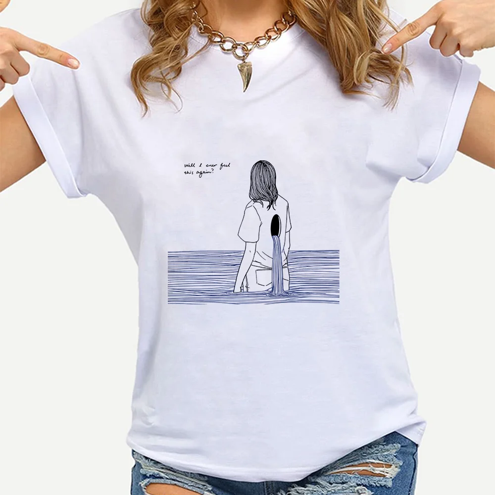 

New Harajuku Trend Women Tee shirt Aesthetic Vogue Girl Printed Teens Girls Popular Clothing Brands Tops Student Streetwear