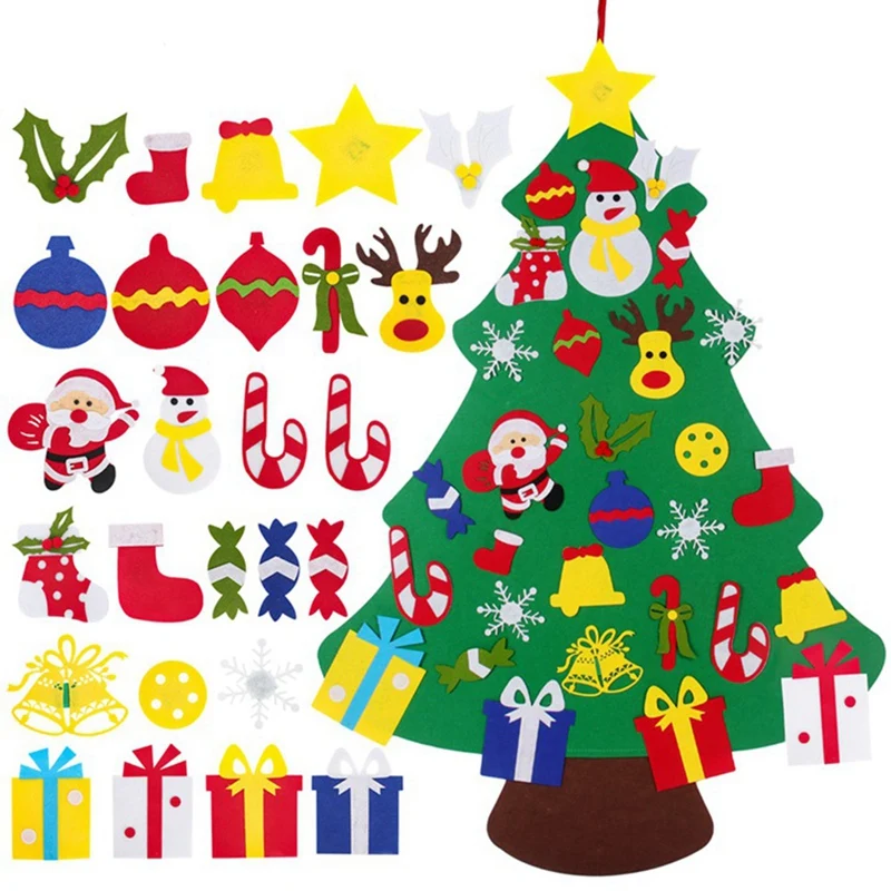 

DIY Felt Christmas Tree Merry Christmas Decorations for Home Christmas Ornament Xmas Gifts Santa Claus New Year