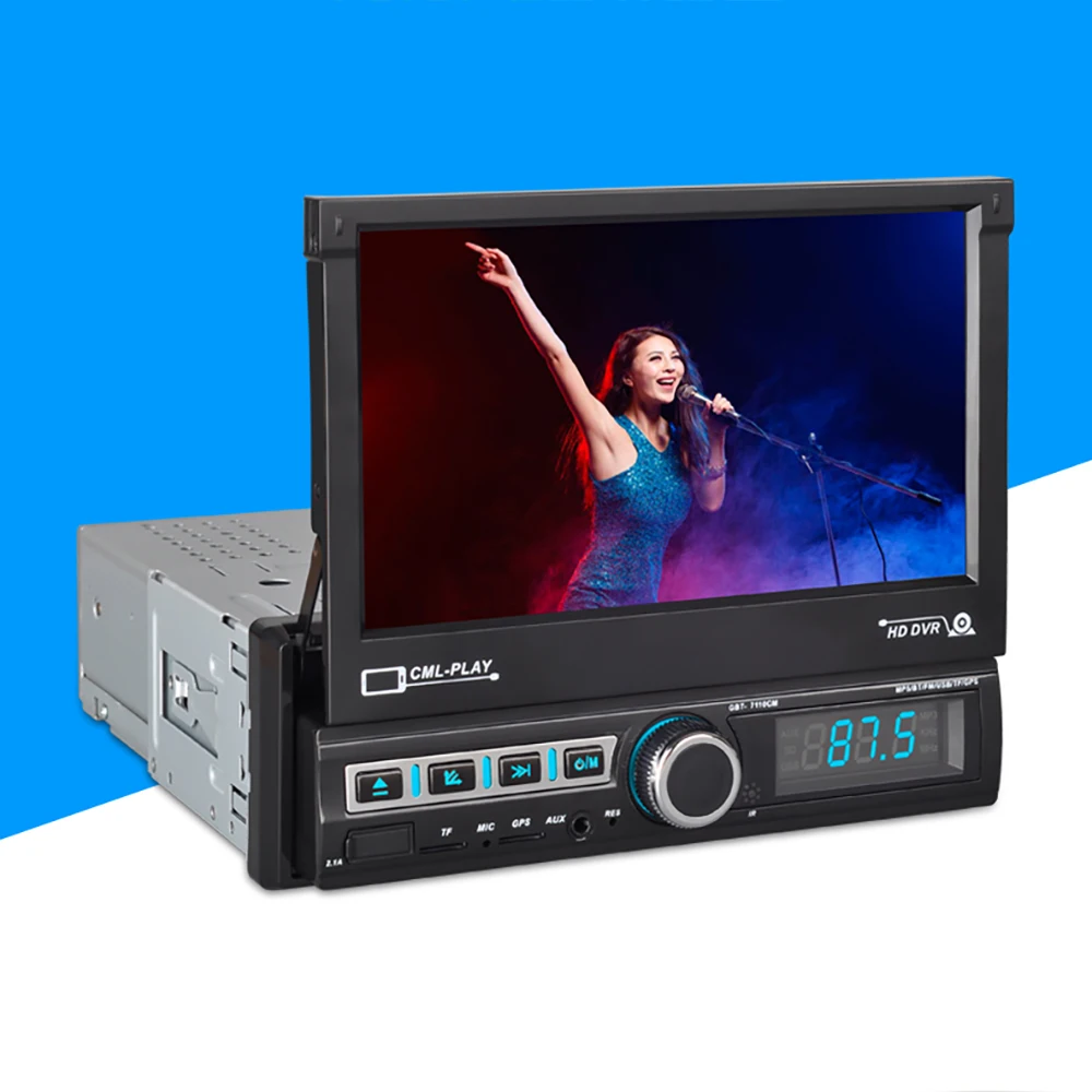 7 дюймовый одинарный 1 Din электрический выдвижной экран мультимедийный