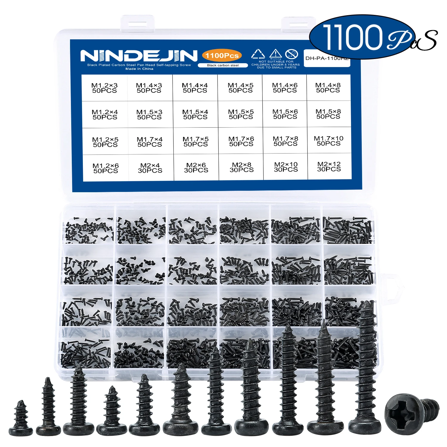 1100pcs round pan head tapping screws set m1 2 m1 4 m1 5 m1 7 m2 mini screw laptop computer screw phillips screw kit free global shipping