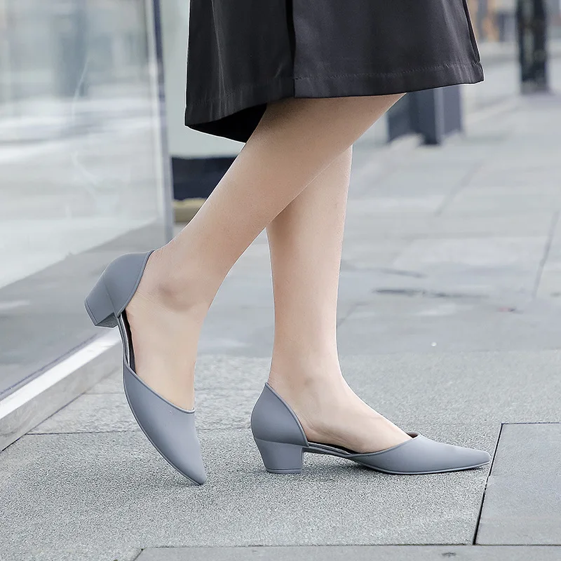 Туфли-желе ярких цветов Женские туфли-лодочки с острым носком на высоком толстом