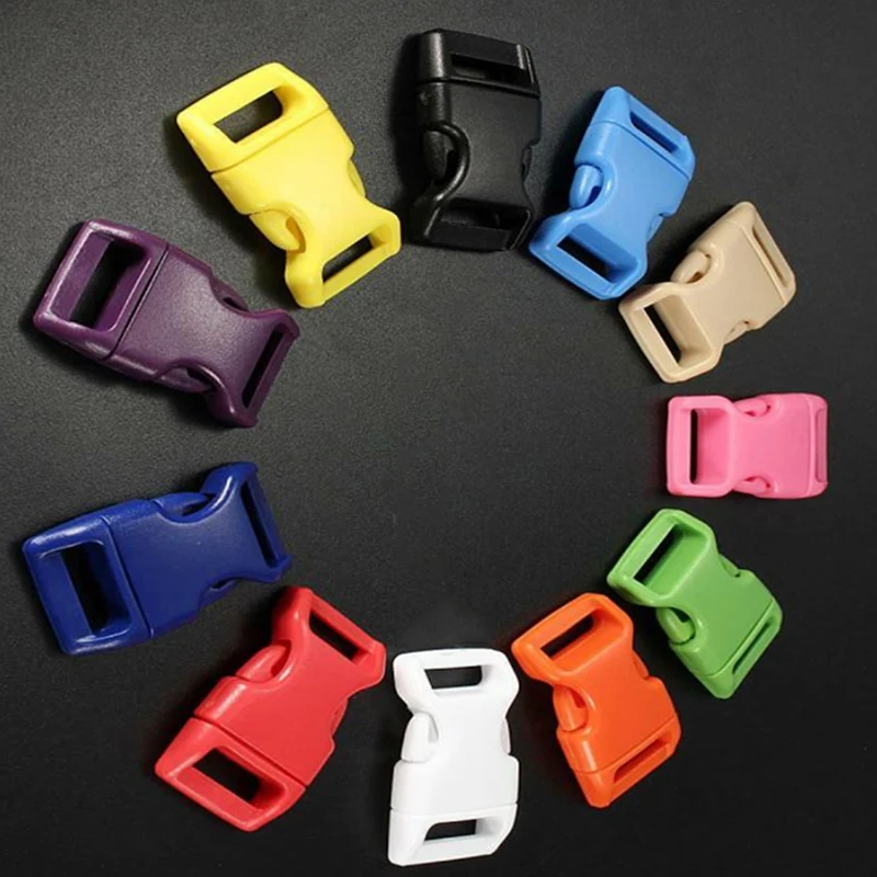 

25pcs/pack Side Release Buckle Curved 550 Paracord Bracelet Dog Collar Backpack Strap Webbing 3/8" 10mm