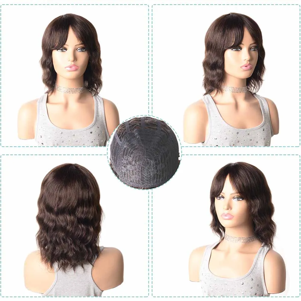 Парик из малайзийских человеческих волос с волнистыми волосами | Шиньоны и
