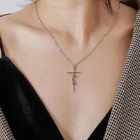 trendy classic cross love text pendant necklace multiple styles long chain gold silver color necklaces women jewelry gift