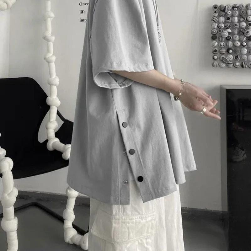 

Футболка Geskeey мужская оверсайз в стиле хип-хоп, модная базовая парча, Повседневная Свободная футболка большого размера, на лето