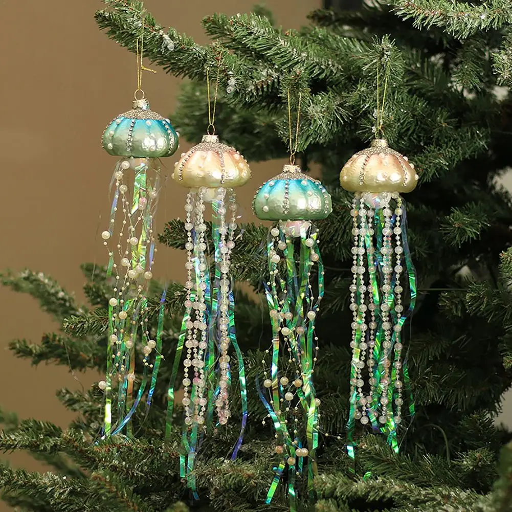 Adornos de medusas para &aacute;rbol de Navidad, decoraci&oacute;n de fiesta con tema de sirena, medusas colgantes debajo del mar, decoraciones para fiesta de cumplea&ntilde;os-3