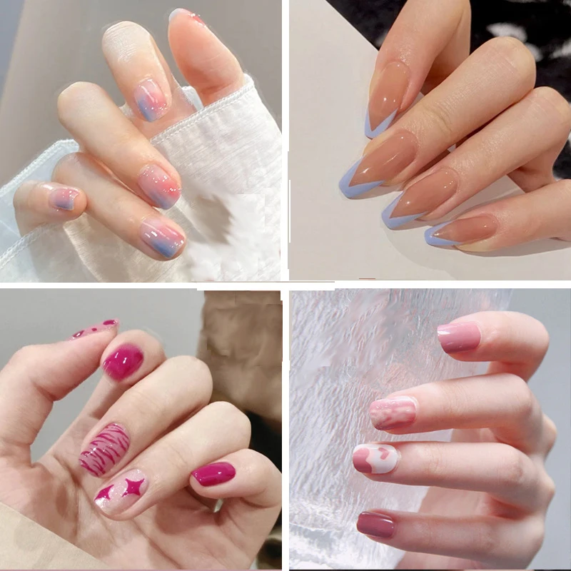

2021 Wearable Manicure Fake Nail Sheets Ultra-thin and non-marking artificial nails can be easily removed by peeling
