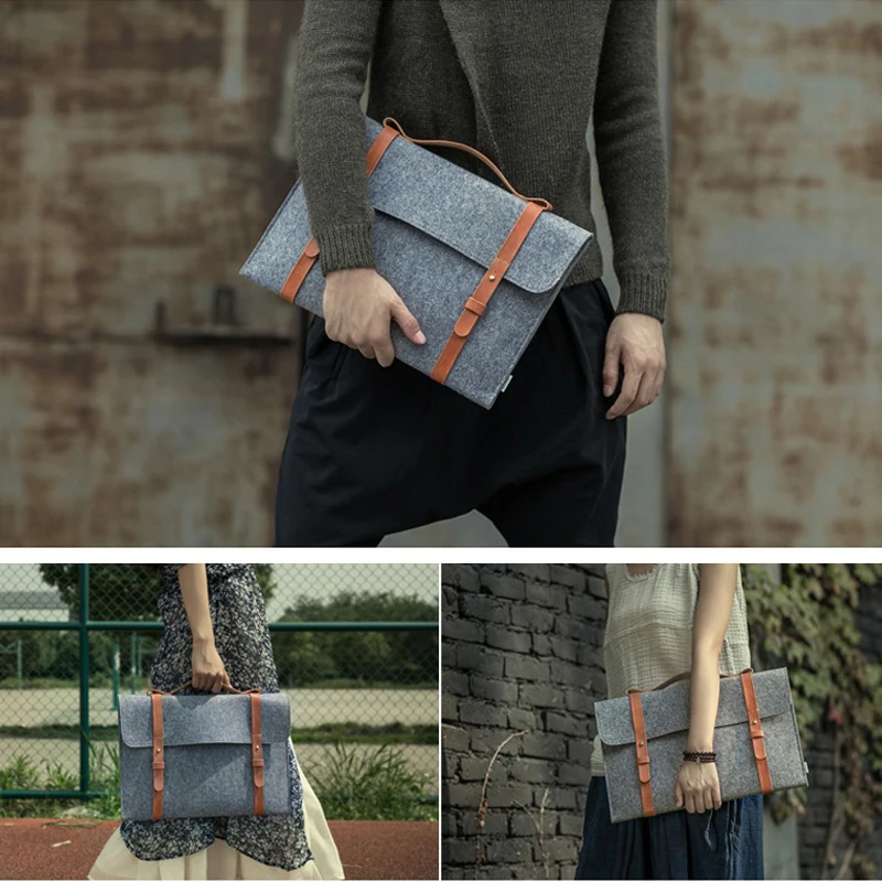 slim handbag laptop bag 14 15 6 inches for macbook air 13 2020 2021 pro 15 16 case huawei xiaomi lenovo laptop sleeve wool felt free global shipping